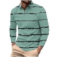 thumbnail image 2 of gbyLJF Men Casual Sweatshirts Quarter Zip Turn-down Collar Striped Printing Pullover Rugby Shirts Sports Long Sleeve Shirt, 2 of 5