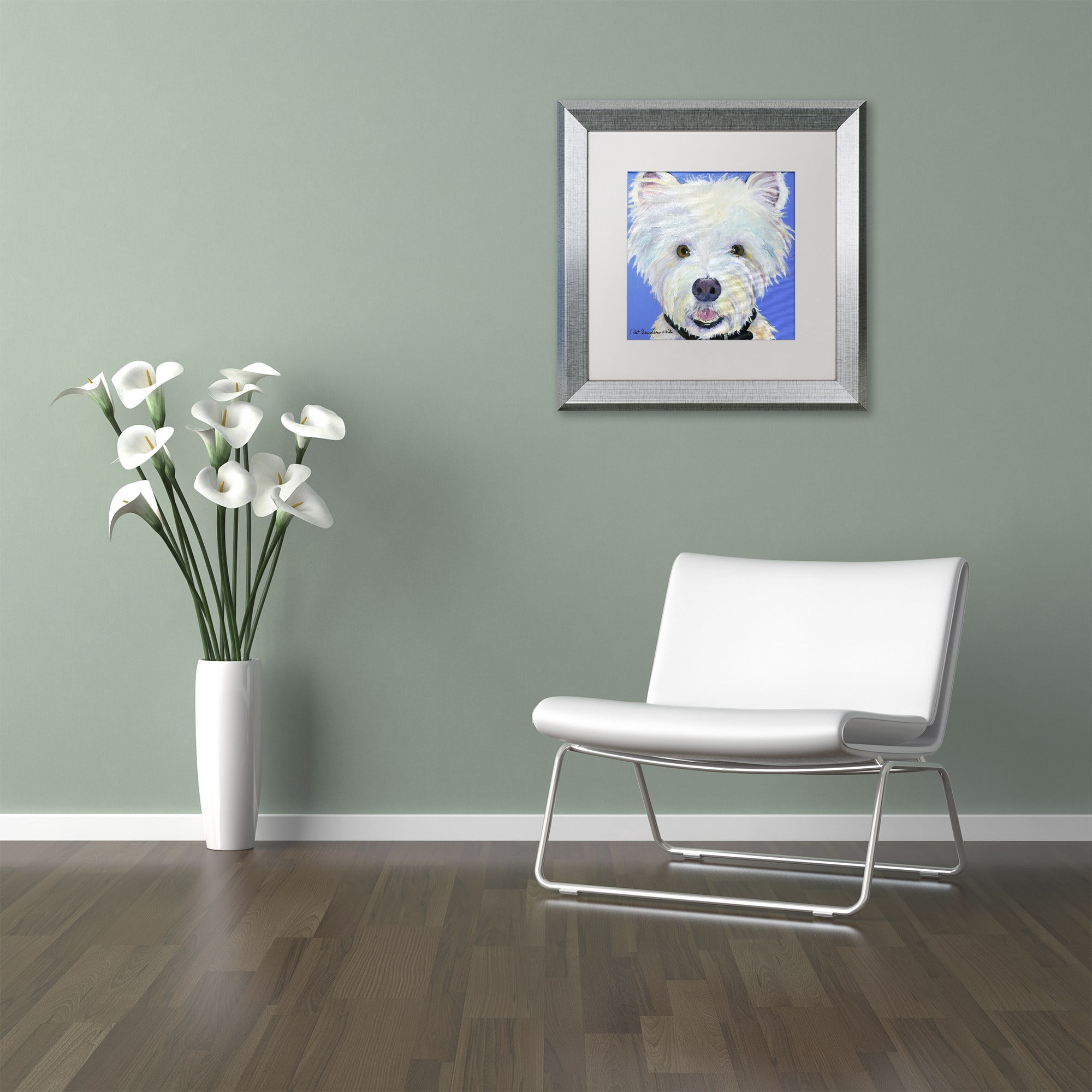 Trademark Fine Art "Amos" Canvas Art by Pat Saunders-White, White Matte, Silver Frame
