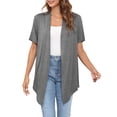 thumbnail image 2 of Uvplove Women's Casual Cardigan Short Sleeve Tieable Cardigan Dark_Grey-S, 2 of 15