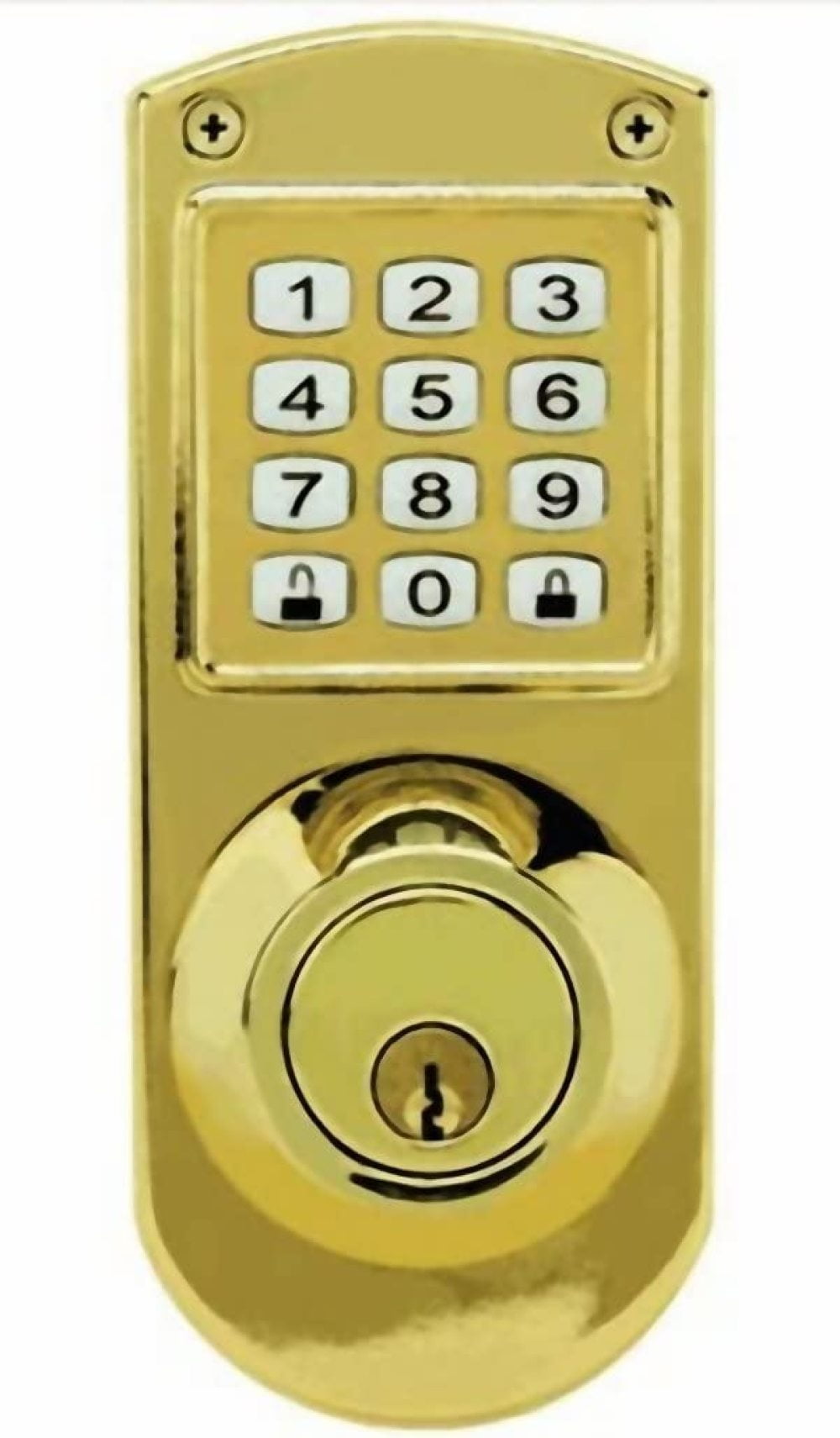 Electronic Keyless Deadbolt System Bright Brass 414