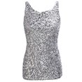 thumbnail image 3 of PrettyGuide Women's Sequin Top Shimmer Glam Sparkle Tank Top Vest Tops, 3 of 7