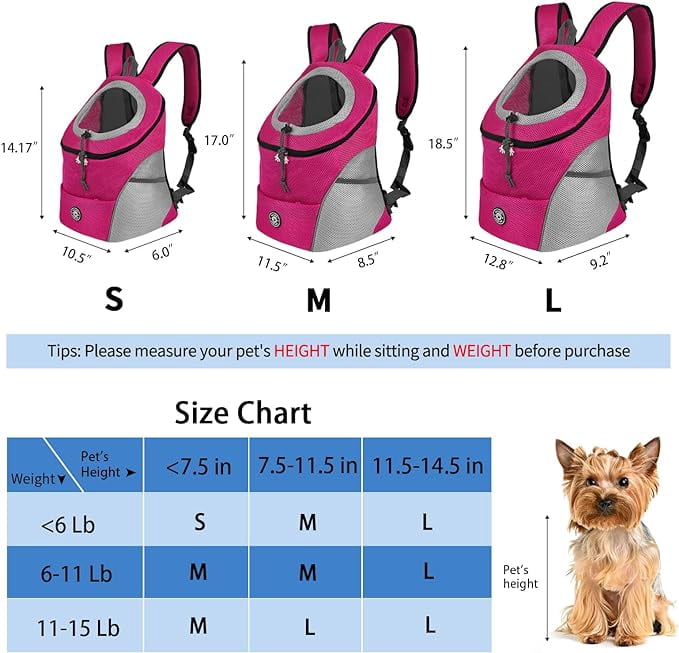 Pet Dog Carrier, Travel Back Pack with Safety Reflective Strips for Travel Hiking Cycling Outdoor Dogs Cats