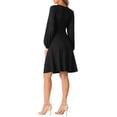 thumbnail image 3 of Vestido midi A-Line de Inspire Chic para mujeres con cuello en V texturizado cruzado S Negro, 3 of 6