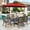 Red, variant on MF Studio 8-Piece Outdoor Patio Dining Set with 13ft Red Umbrella, 60" Metal Patio Table and Textilene Chairs for 6 People, Black & Brown-gray