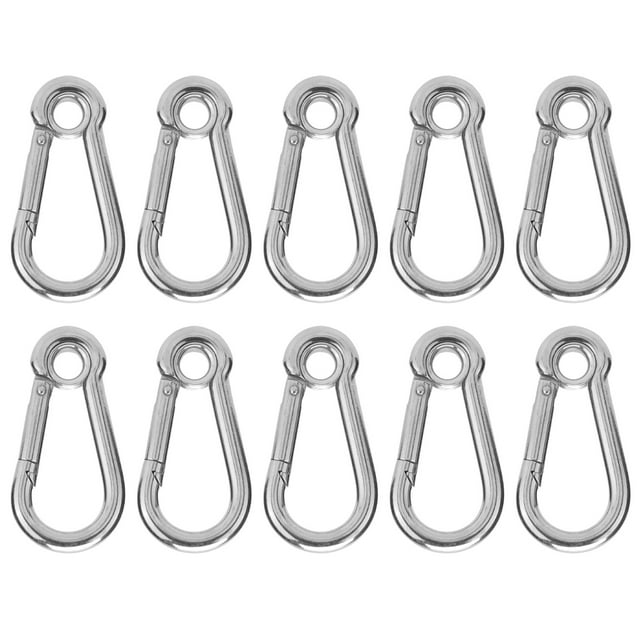 Ecomeon Stainless Steel Snap Hook,10Pcs Snap Hook Stainless Steel Safety Rope Spring Carabiner Hanging Buckle Accessories,Spring Carabiner