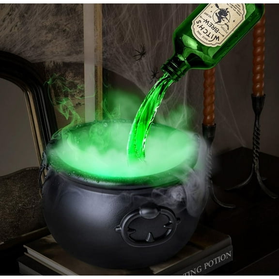 Isasaka Halloween DIY Floating Potion Set with Witches Cauldron, Mist Maker, Green Light, and Adjustable Water Pump for Indoor Party Decor