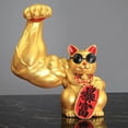 thumbnail image 4 of Figurine de Muscle de Gros Chat Chinoise Lucky Cat à Bras Ondulant Porte-Bonheur Feng Shui Décoration Intérieure de Porte de Maison Riche Dorée, 4 of 8