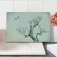 thumbnail image 2 of Floral Cutting Board, Classic Paint Style Art Flower Branches Blossom and Flying Birds Pattern, Decorative Tempered Glass Cutting and Serving Board, Small Size, Grey White, by Ambesonne, 2 of 5