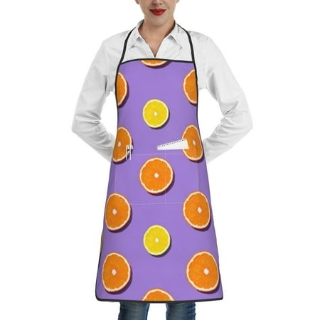 

Matuu Yellow Lemon And Orange for Adjustable Cooking Aprons for Women with Pockets Kitchen Aprons for Men Water and Oil Resistant