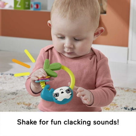 Fisher-Price Baby Sensory Toy with Fine Motor Activities for Newborns, Slide & Clack Sloth