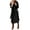 Black, variant on Women'S Solid Color Lapel Long-Sleeved Woolen Coat Autumn and Winter Simple Warm Placket Lace-Up Coat Khaki XXXL