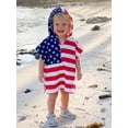 thumbnail image 6 of BemeyourBBs Kids Toddler Baby Boy Girl 4th of July Cape Outfit Swim Poncho Cover Up Shirt Patriot Independent Day Cloak Clothes American Flag Print Loose Fit Hooded Cape Jacket Summer Beachwear, 6 of 9