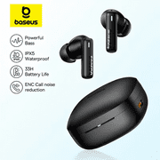 Baseus Buds Wired Mic, Wireless Earbuds 33 Hours, 20 Hz In-Ear Earphone, Black