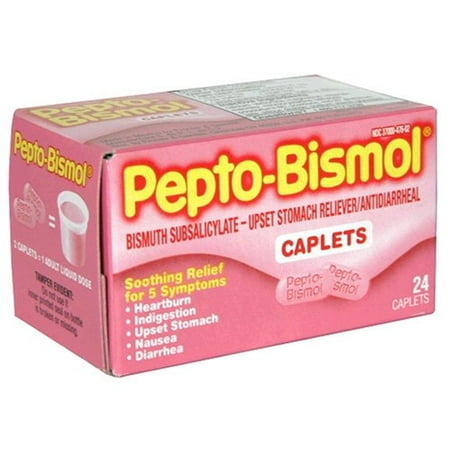 5 Pack - Pepto-bismol easy to swallow caplets to relieve heartburn - 24 (Best Way To Relieve Heartburn)