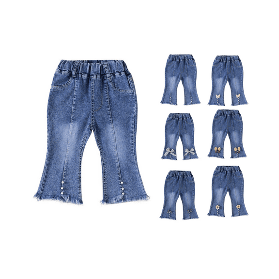 Ahuyic Toddler Kids Leisure Clothes,Summer Unisex Long Pants,Toddler Kids Girls' Jeans Long Pants Summer Casual Loose Full Length Pants For Little Girls