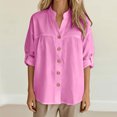 thumbnail image 2 of Njagoc3 Linen Button down Shirt Women Summer Fall Fashion Long Sleeve Cotton Gauze Tops Dressy Casual Work Blouse, 2 of 6