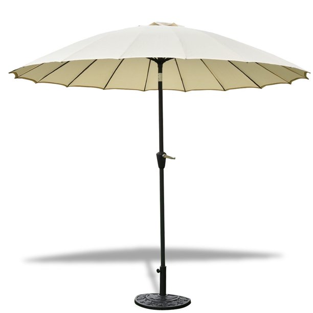 9 Ft Height Adjustable Outdoor Patio Umbrella Tan Walmart Com Walmart Com