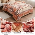 thumbnail image 4 of WOOW DEPOT Twin Full Heavy Fleece Bed Blanket 1 PCS, 6.61 lbs 70.8" x 86.6", Reversible Thick Floral Print Soft Warm Mink Blanket Elegant, Apricot Blossom, 4 of 7