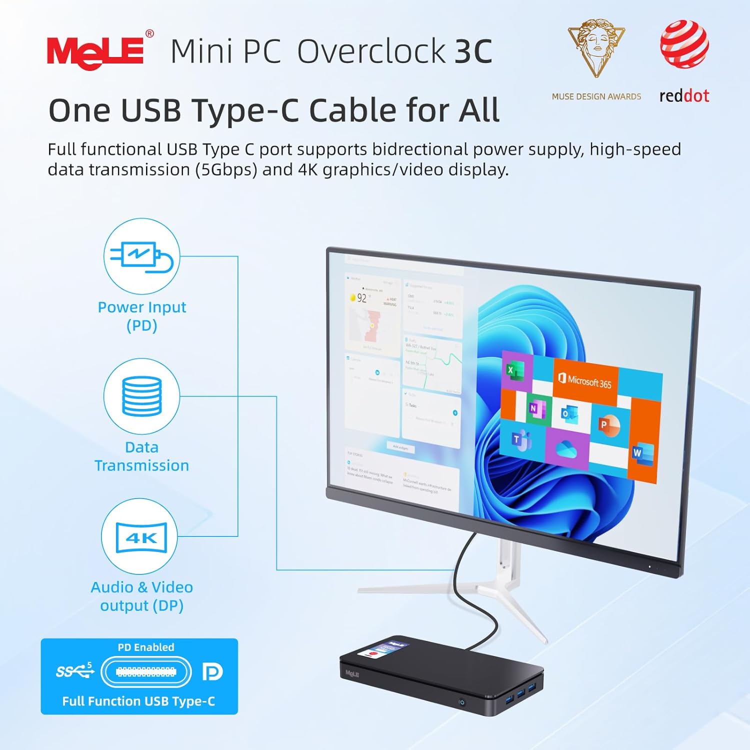 MeLE Slim Mini PC Overclock3C, N5095 16GB 512GB 4K UHD Mini Desktop Computer (New)