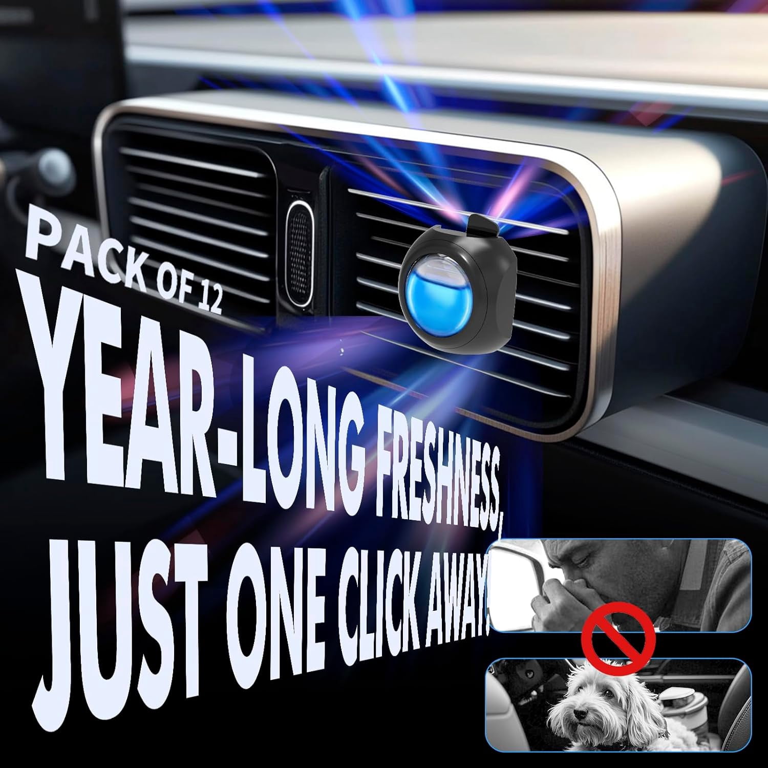 Car Air Freshener Vent Clips, 12 Pack, 6 Ocean, 6 Hawaiian, Provides Long-Lasting Scent, Up to 360 Days, Car Fresheners