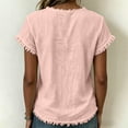 thumbnail image 5 of SSZMDLB Women V Neck T-Shirts Short Sleeve Solid Casual Basic Tee Beach Summer Tops Fashion Scoop Neck Comfy Vacation Outfits Workout Clothes, Pink L, 5 of 8