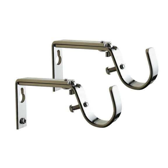 MERIVILLE Set of 2 Satin Nickel Curtain Drapery Rod Bracket for 1-Inch Rod, Adjustable