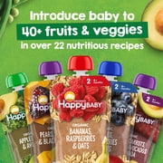 (3 pack) Happy Baby Clearly Crafted, Stage 2 Organic Baby Food, Bananas Raspberries & Oats, 4 oz. Pouch