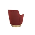 thumbnail image 5 of Swivel Barrel Chairs, Modern Round Velvet Arm Chair with Gold Stainless Steel Base, Comfy Upholstered 360 Degree Swivel Accent Chair for Living Room Bedroom, Easy to assemble, Brownish red, 5 of 9