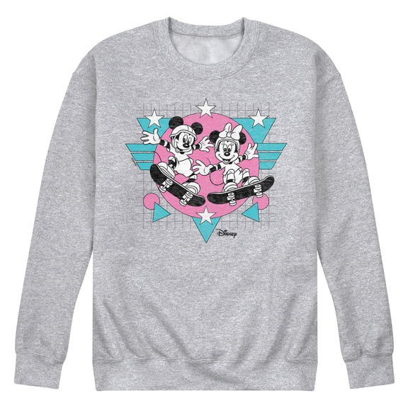 Disney - Mickey & Friends - Minnie & Mickey Skater - Retro Style - Men's Crew Neck Fleece Pullover