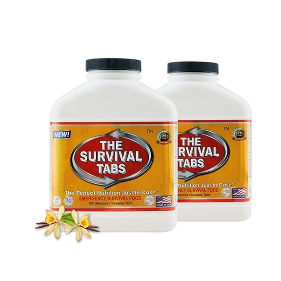 Survival Tabs 30 Day 360 Tabs Emergency Food Survival Food Meal Replacement MREs Gluten Free and Non-GMO Shelf Life Long Term Food Storage - Vanilla Flavor