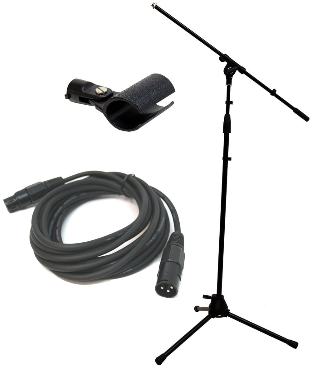 Pro Audio Stage Boom Microphone Stand 15Ft Xlr Cable & Free Mic Mount Package