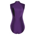 thumbnail image 4 of iiniim Women Shiny Rhinestones Gymnastics Dance Leotard Sleeveless Cutout Back Metallic Figure Skating Bodysuit Purple XXL, 4 of 7