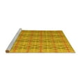 thumbnail image 2 of Ahgly Company Machine Washable Indoor Round Abstract Yellow Modern Area Rugs, 5' Round, 2 of 4