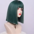 thumbnail image 2 of Minnieouse Peluca de pelo liso corto para mujer, con flequillo, fiesta, Club, graduación, vestido elegante, disfraz de Cosplay, regalos para mujeres y Cuidado del cabello Azul oscuro Minnieouse CE014354-04, 2 of 6