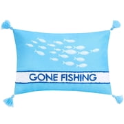 Gone to the Lake Embroidered Decorative Pillow