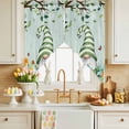 thumbnail image 4 of Easter Gnomes Eggs Swag Valance Curtains Spring Flowers Leaves Teal Wood Grain Rod Pocket Swag Curtains Small Window Treatments for Kitchen Bathroom Bedroom 36" W x 36" L, 2 Panels, 4 of 9