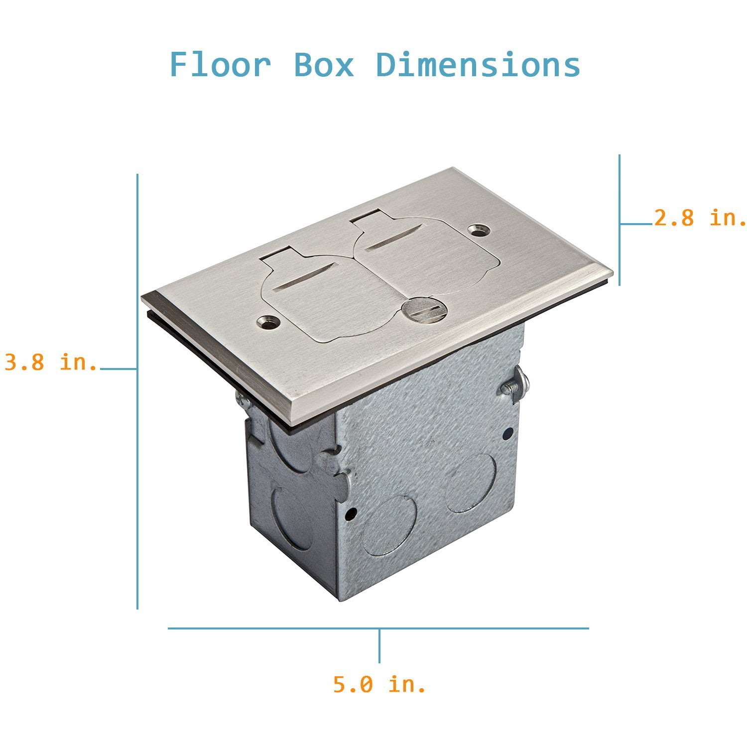 ENERLITES Flip Lid Cover Floor Box Kit with 20A Tamper-Weather Resistant Receptacle Outlets, 1-Gang 5" x 2.87" Cover, Watertight Gaskets,975507-S