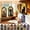 A001- Clear (A Lid), variant on stained glass candle holder, lion design, arched glass craft, 3mm thick wood base acrylic panel, tabletop home decor, living room dining shelf accent, artistic window style candle stand