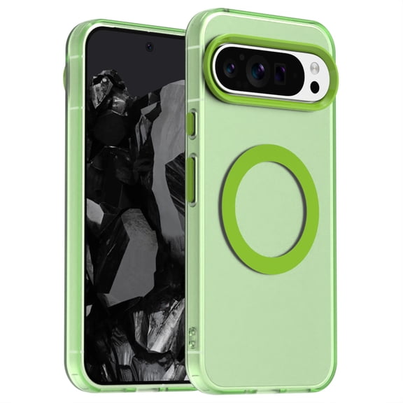 Magnetic Case for Google Pixel 9 Pro XL, [Stronger Magnet] Compatible with MagSafe, Crystal Clear Protective Phone Cover, Military Grade Drop Tested Shockproof Slim Hard PC Back,Green