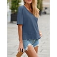 thumbnail image 3 of ZANKLEY Womens Summer V Neck Oversized T Shirt Casual Short Sleeve Loose Fit Flowy Basic Top, 3 of 12