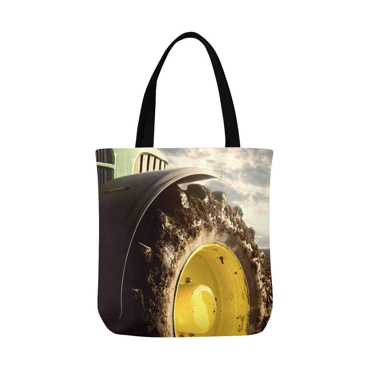 ASHLEIGH Cool Agriculture Farm Tractor Wheels Canvas Tote Bag Tote Shopping Bag Washable Grocery