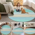 thumbnail image 6 of Area Rug 36in, Watercolor Farm Wood Grain Floor Carpet Living Room Rug, Blue Teal Beige Wooden Plank Non-Slip Welcome Mat Indoor Rugs for Bedroom Dining Room, 6 of 9