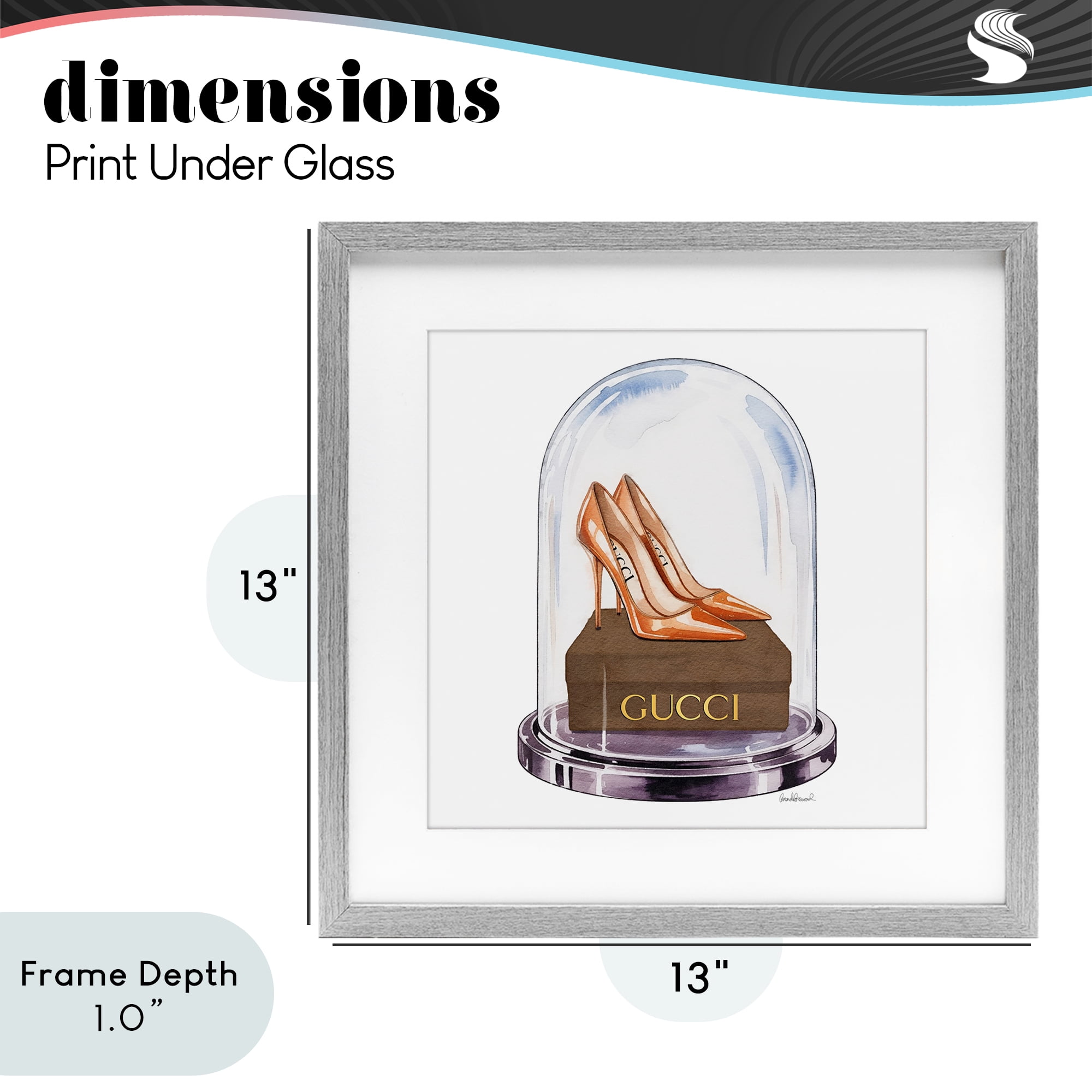 Stupell Industries Satin Heels in Bell Jar Gray Framed Print Under Glass, design by Amanda Greenwood
