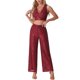 thumbnail image 1 of Conjuntos de lentejuelas INSPIRE CHIC para mujer, top de tanque brillante y pantalones de pierna ancha, atuendo de dos piezas, color burdeos, 1 of 6
