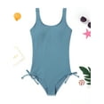 thumbnail image 6 of 9-16T Girls Summer One Piece Swimsuits with Drawstring Adjustable Spaghetti Strap Ribbed Swimwear Bathing Suit, Size 9-16 Years, 6 of 8