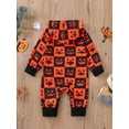 thumbnail image 4 of Qmyliery Newborn Baby Hooded Romper, Plaid Grimace/Pumpkin Printed Long Sleeve Overalls, Casual Simple Style Jumpsuit, 4 of 9