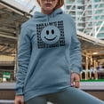thumbnail image 2 of Have a Great Day with a Smile, Groovy Retro Wavy Text Merch Gift, Light Blue Hooded Sweatshirt or Hoodie, XL, 2 of 5