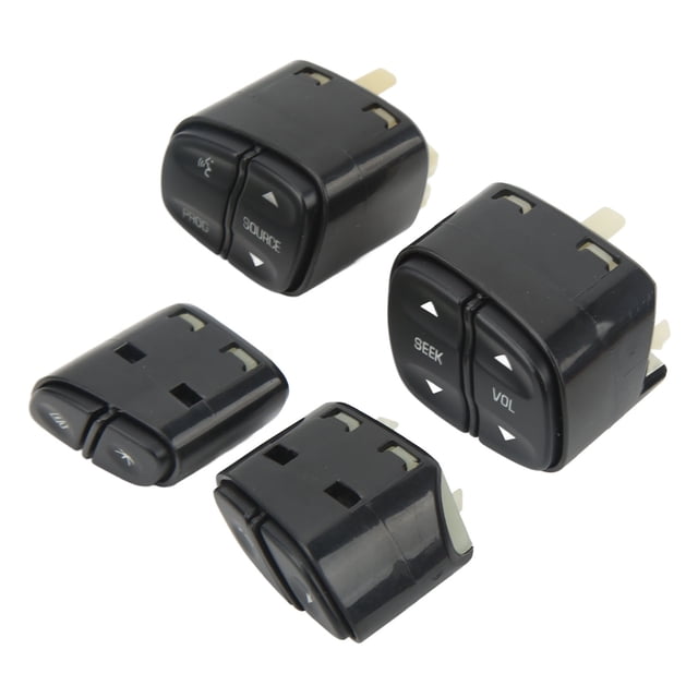 Steering Wheel Switch Button Set, 4pcs Replacement For Silverado 1500 2003-2009 21997738 Black