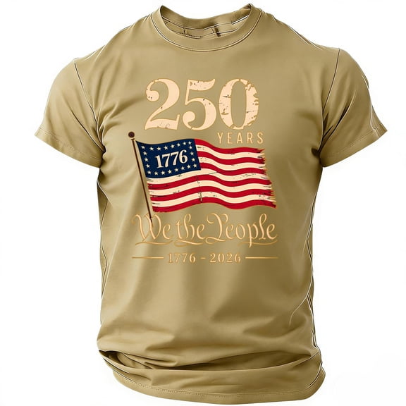 4th of July Shirts for Men Plus Size Loose Short Sleeve Red White and Blue Print Tshirts Round Neck Independence Day Celebration Party Tees USA 250th Anniversary Patriotic Tops, 3XL