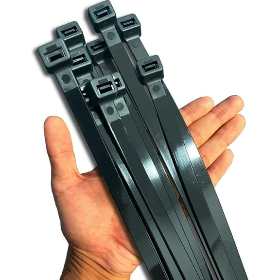Black Zip Ties Heavy Duty 20 Inch Outdoor, 250lb Extra Large Cable Tie Wraps Long Plastic Wire Wide Big Strong Thick Zipties 40 Pack
